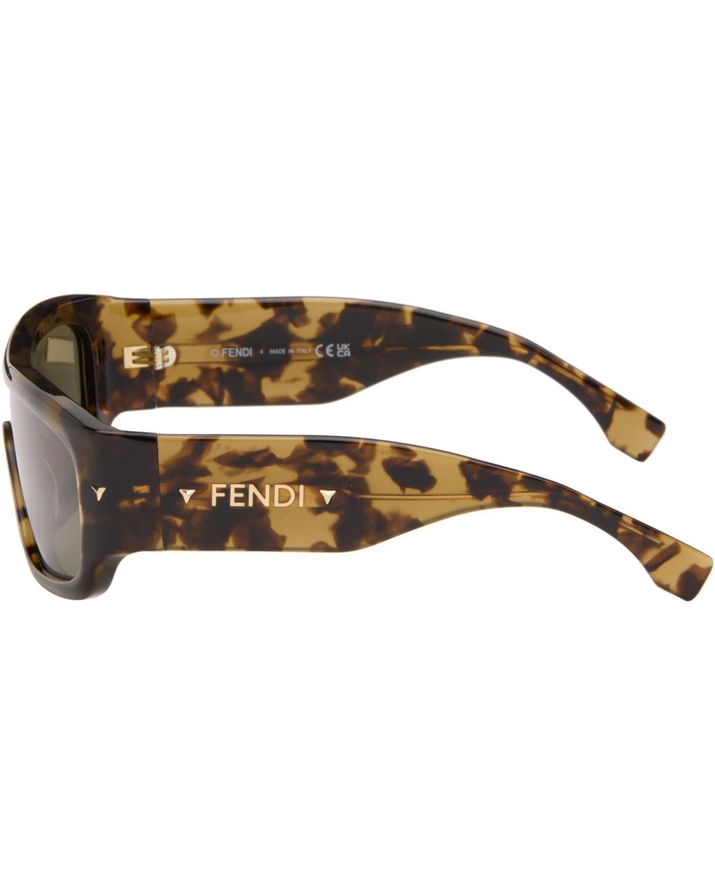Fendi Gray Tortoiseshell Screen Sunglasses for men