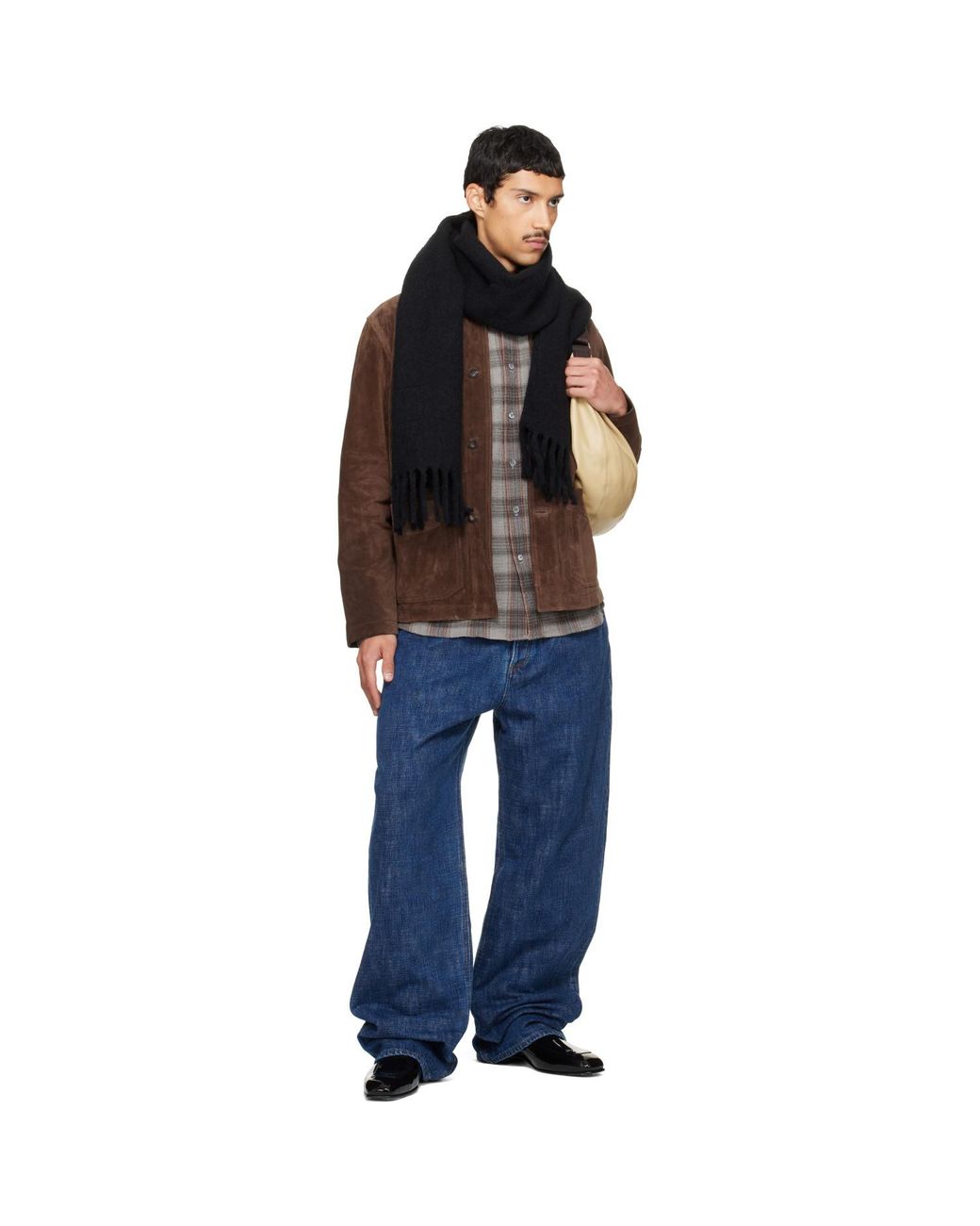 Drake's Brown Heavyweight Five-Pocket Chore Suede Jacket for men