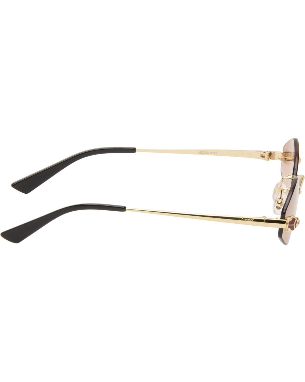 Cartier Black 'Panthère De Geometric Rimless Sunglasses