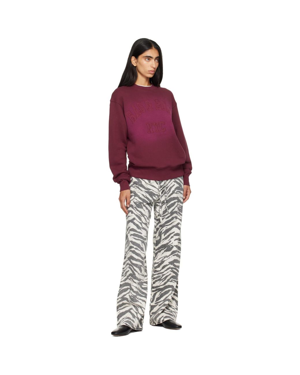Rag & Bone Red Burgundy Rb University Vintage Terry Sweatshirt