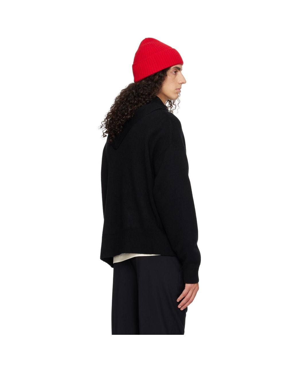 YACAIA Black Y-0008 Oversized Merino Cashmere Sweater for men