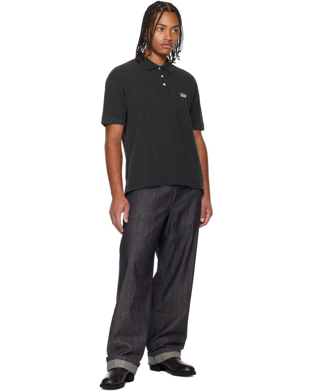 トップス visvim JUMBO WELLER SS DMGD black Visvim Jumbo Weller S/S Dmgd Polo in Black for Men | Lyst