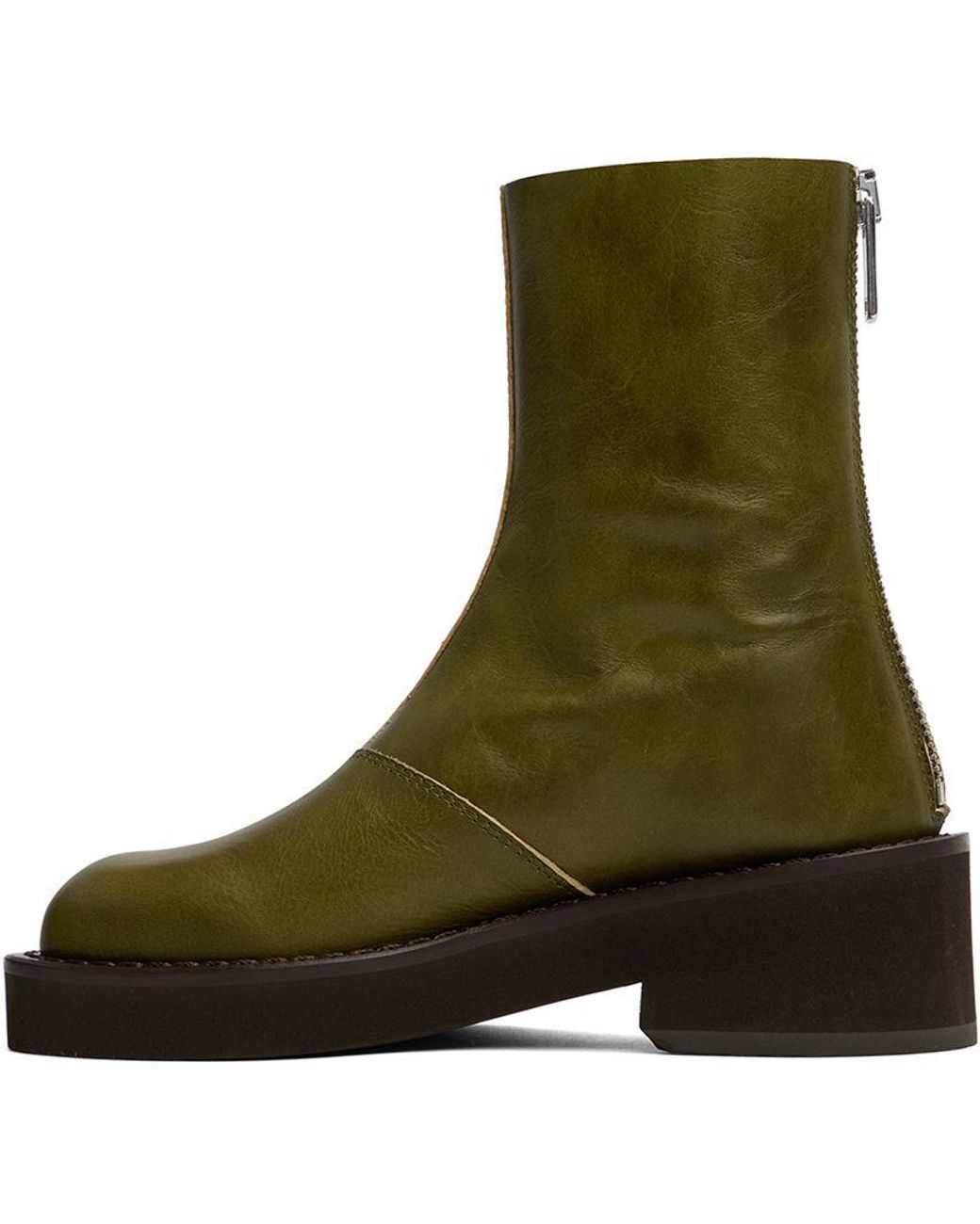 MM6 by Maison Martin Margiela Leather Boots in Green for Men | Lyst