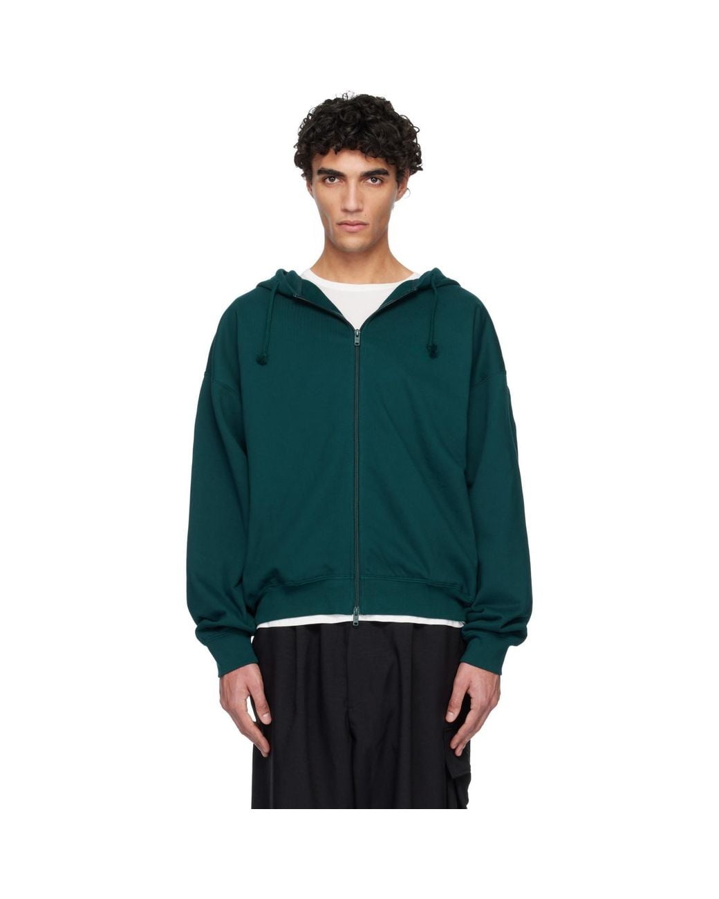 Y-3 Green Fl Zip Hoodie for men