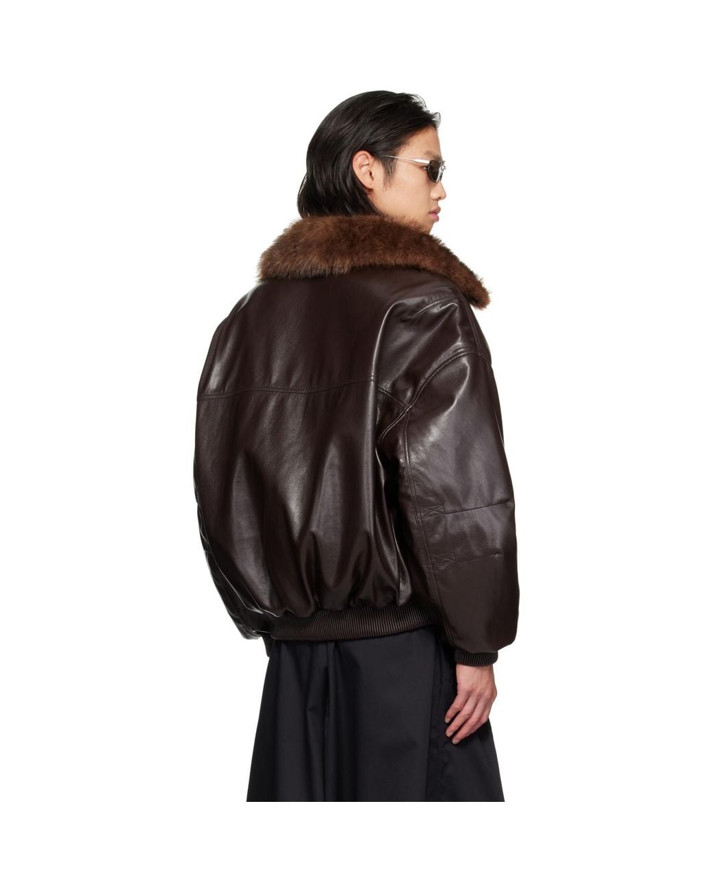Lu'u Dan Black Faux-Leather Cargo Flight Jacket for men