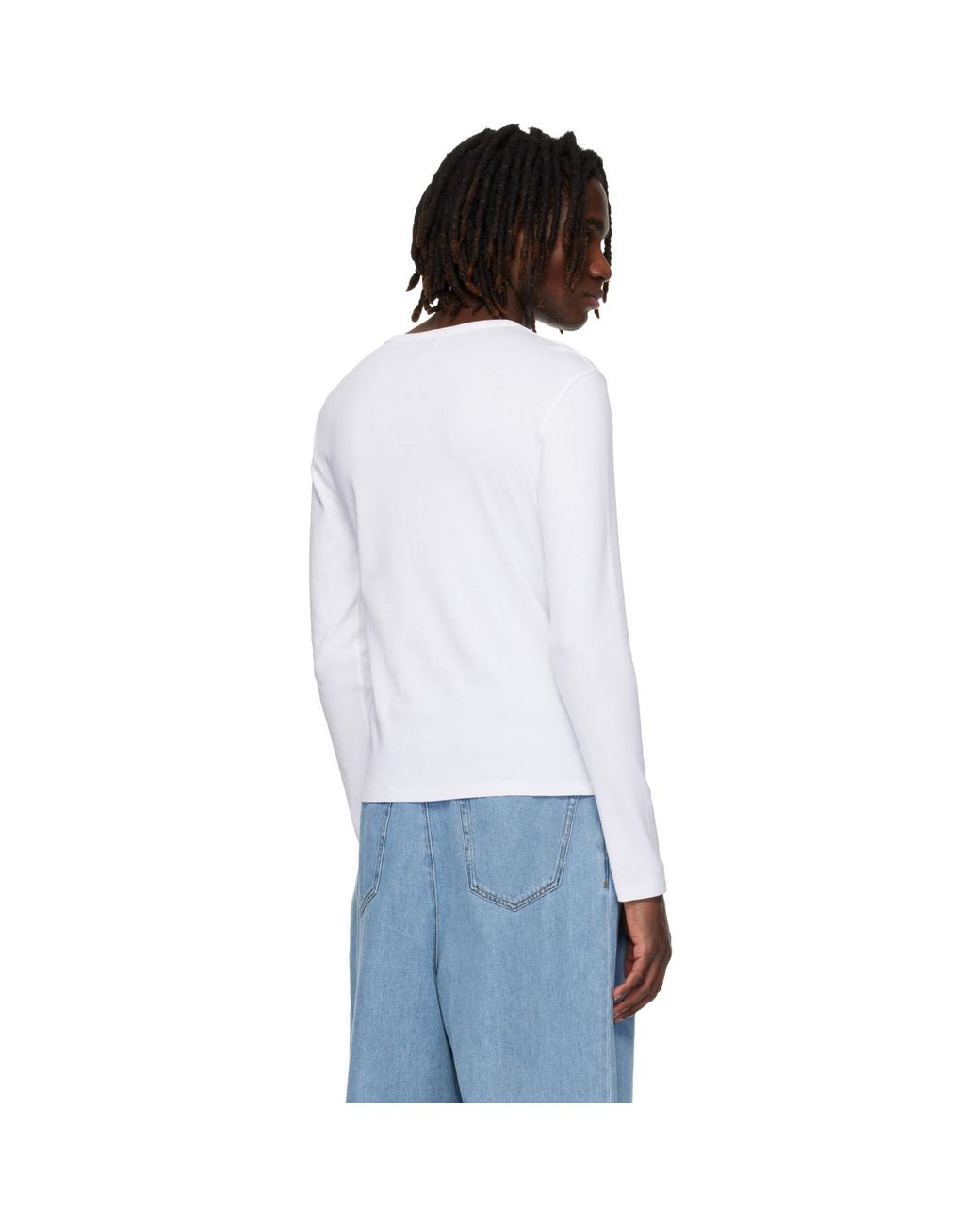 Rhude White Logo Ls Henley for men