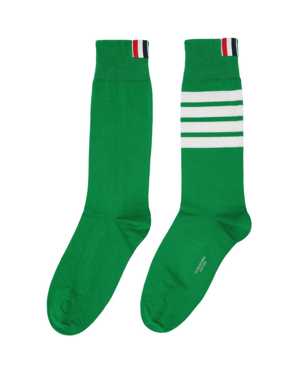 Thom Browne Green Cotton 4-Bar Mid Calf Socks