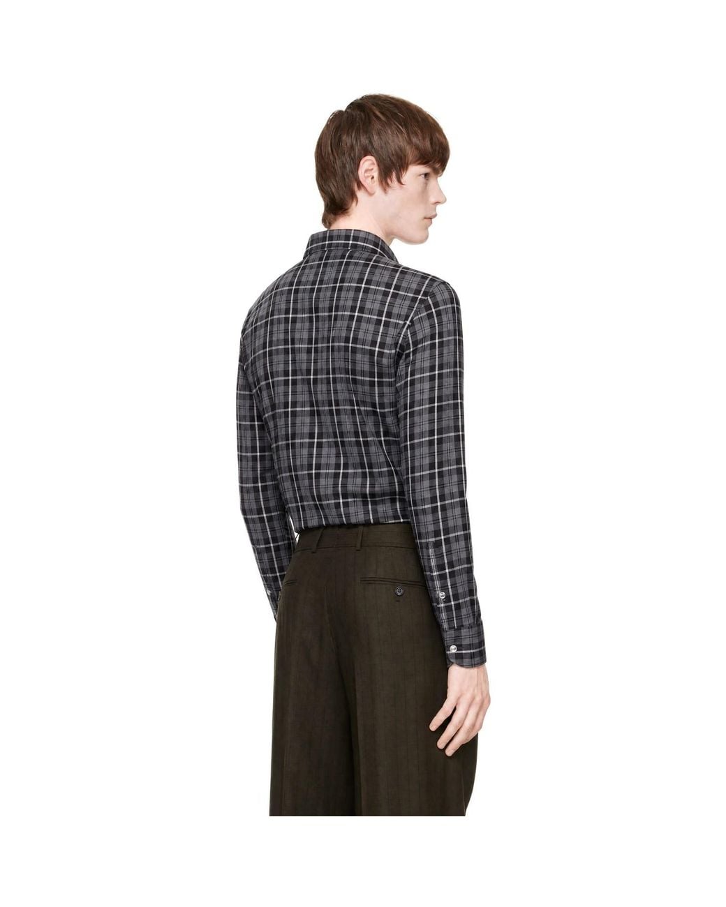 Tom Ford Black Grand Twill Check Western Shirt for men