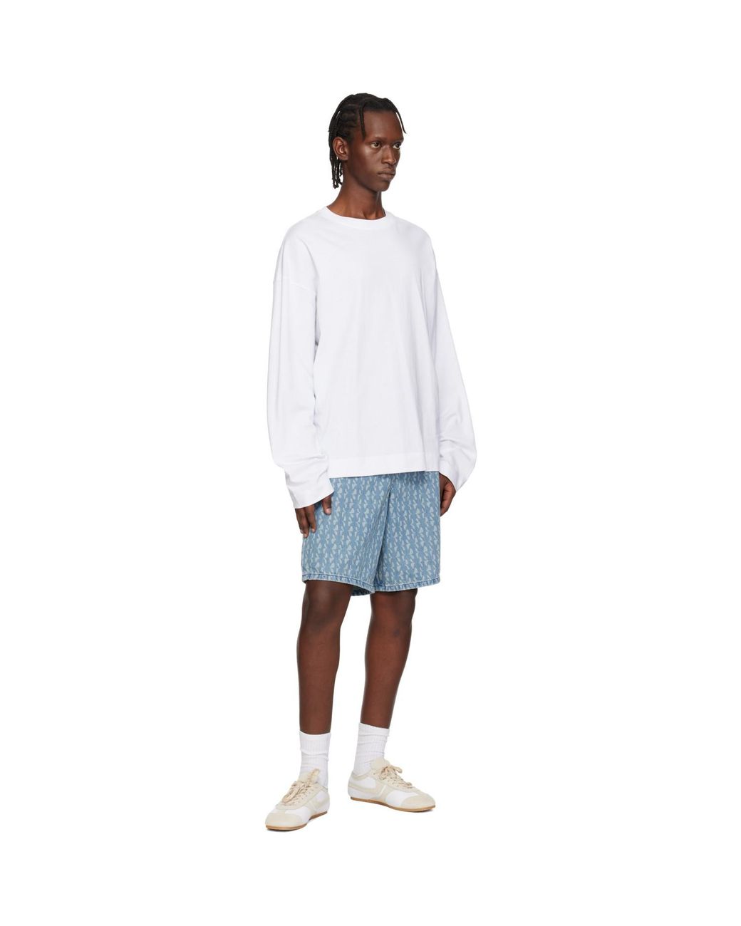 Dries Van Noten Blue Faded Denim Shorts for men