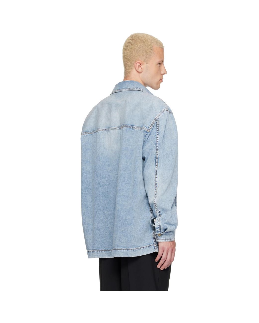 Balmain Blue Faded Denim Shirt for men