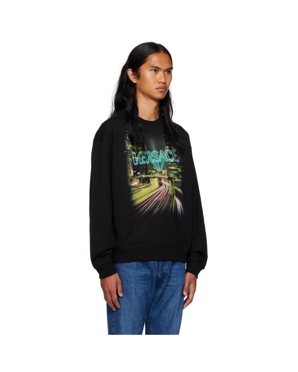 Versace Black Printed Sweatshirt for men