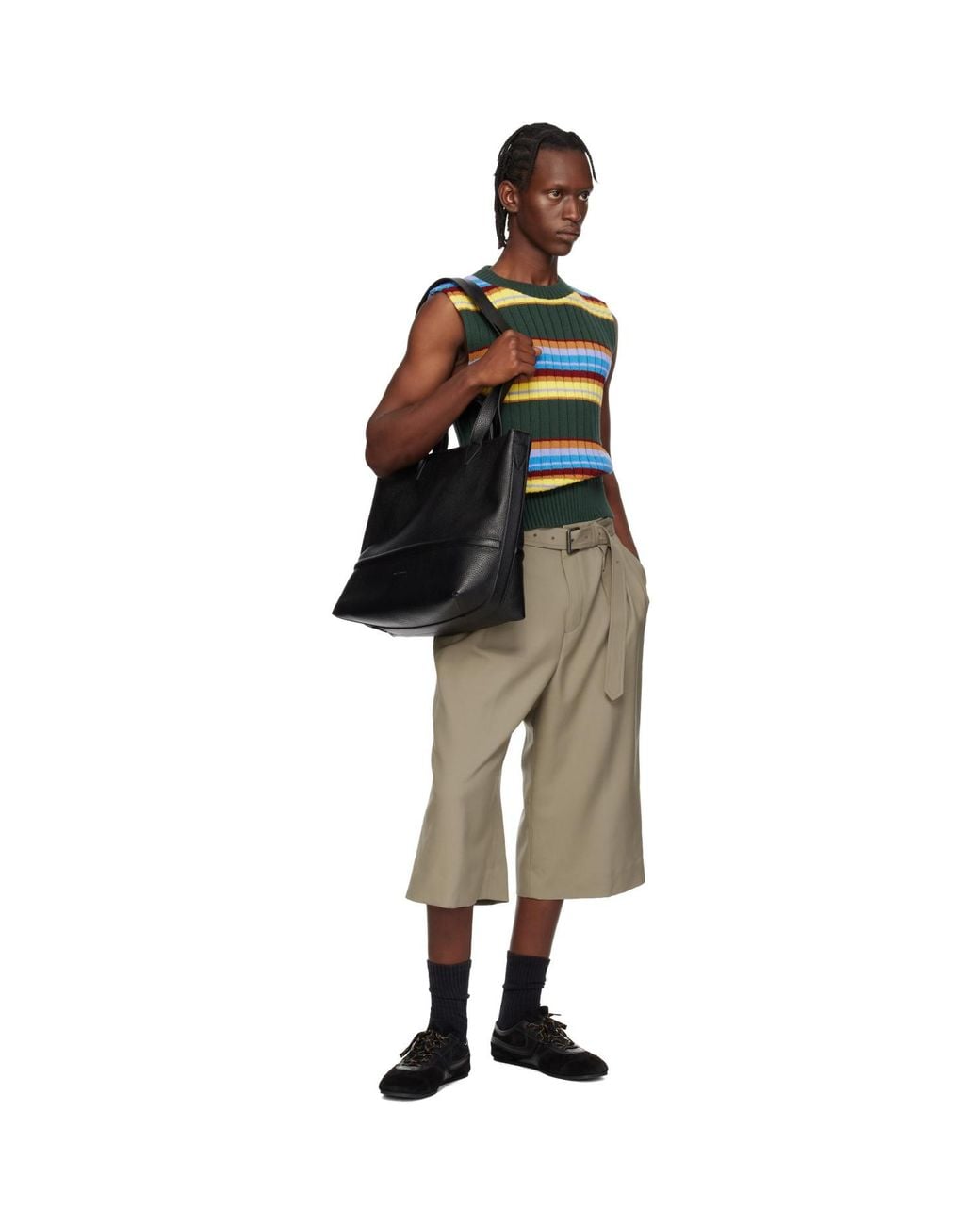 Dries Van Noten Natural Belted Wool Mohair Shorts for men