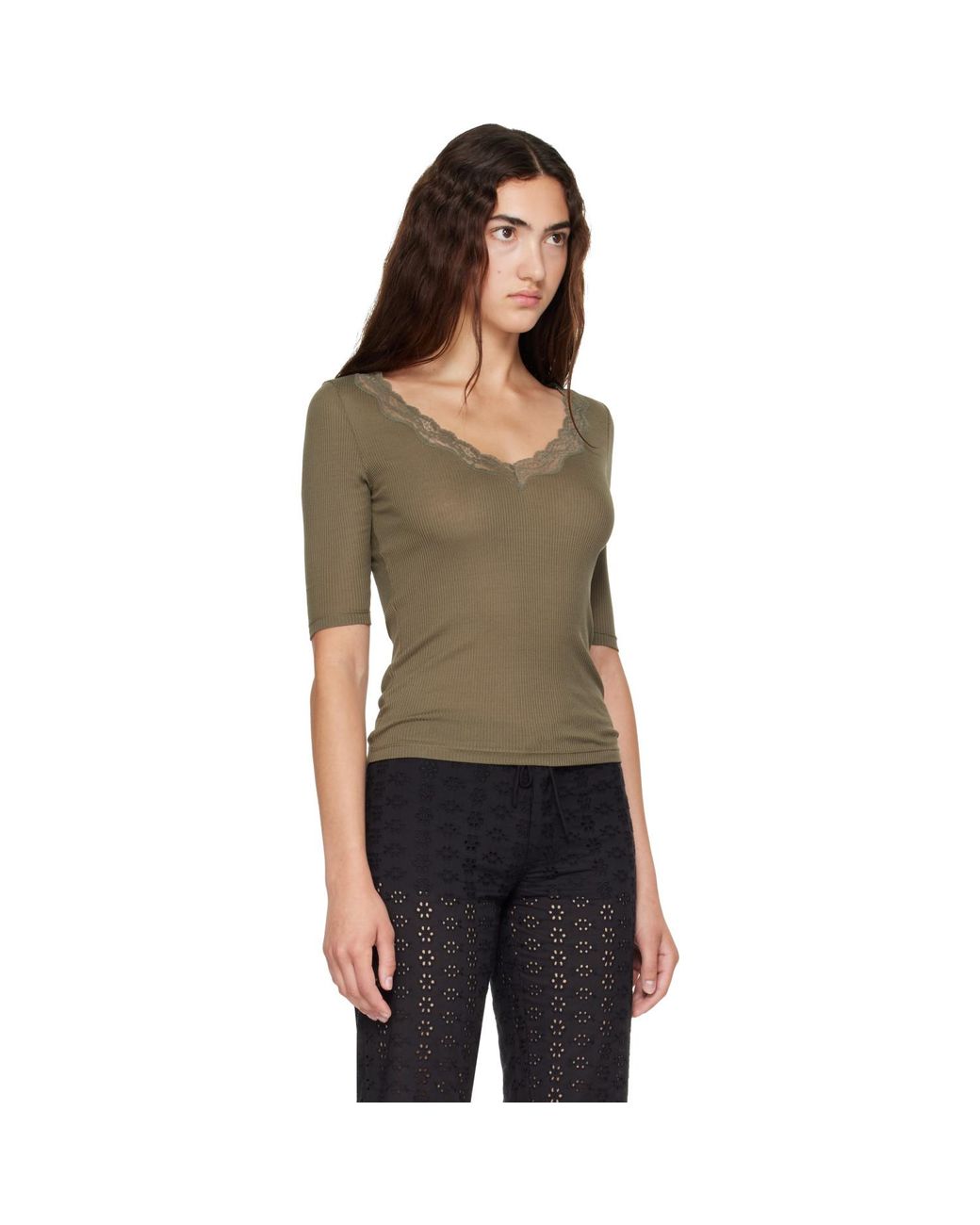 Fruity Booty Black Khaki Intimo 3/4 Sleeve T-Shirt