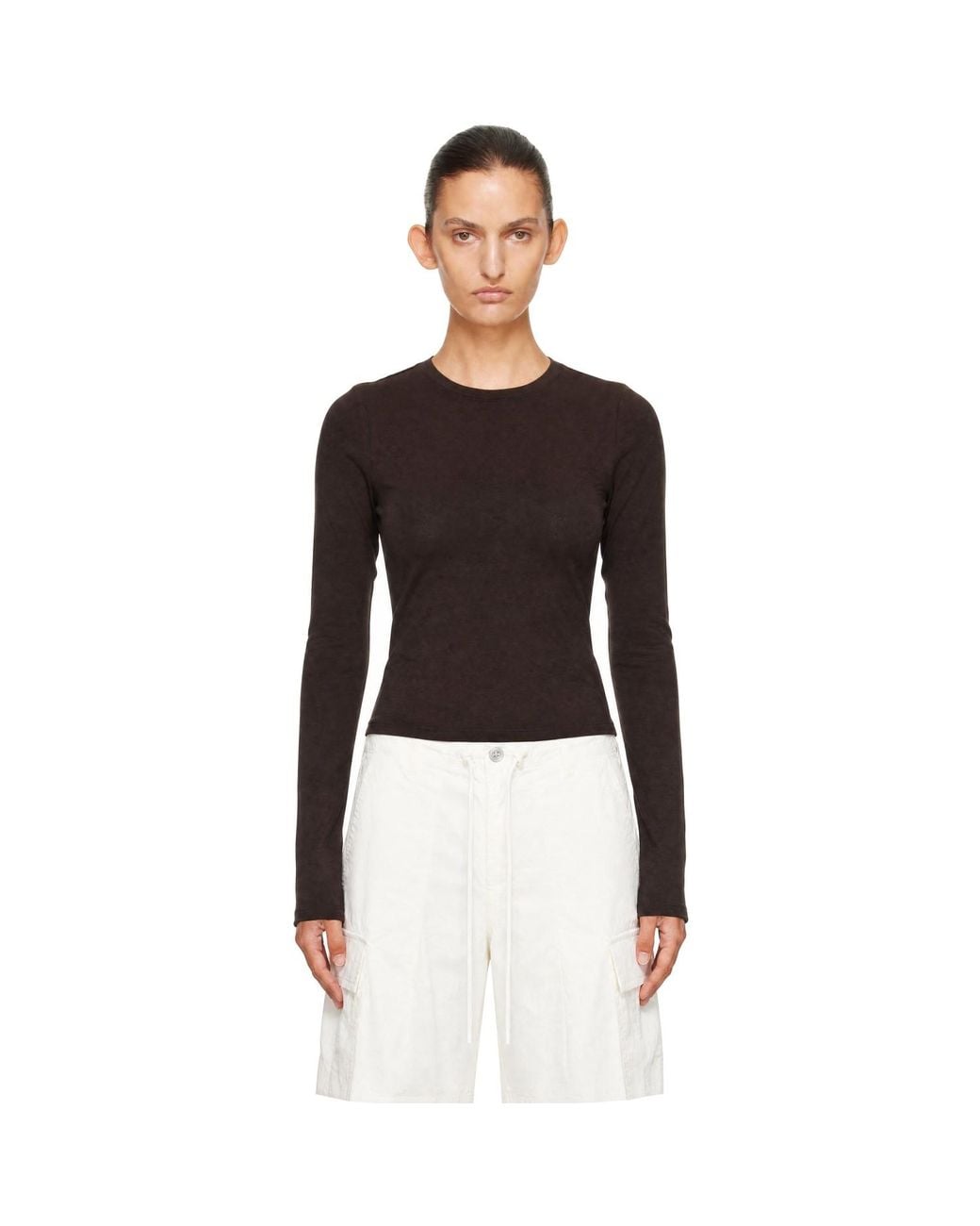 Skims Black Cotton Jersey Long Sleeve T-Shirt