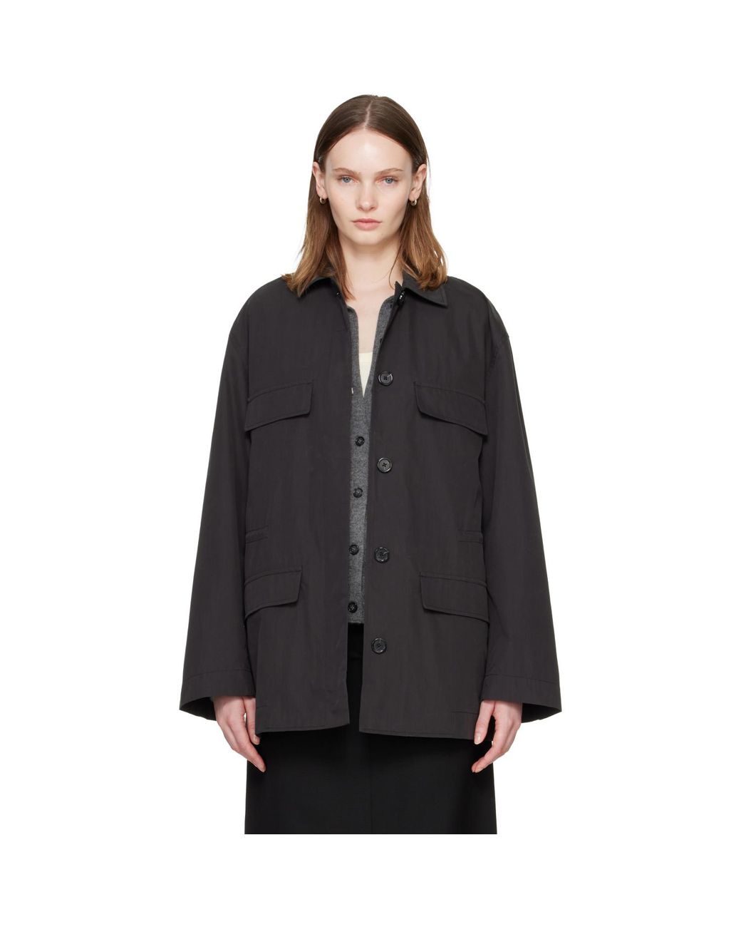 Totême Black Collared Drawstring Jacket
