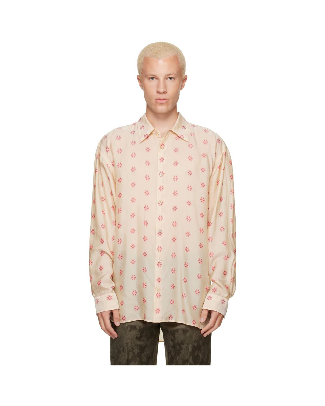 Dries Van Noten Natural Off- Loose Jacquard Shirt for men