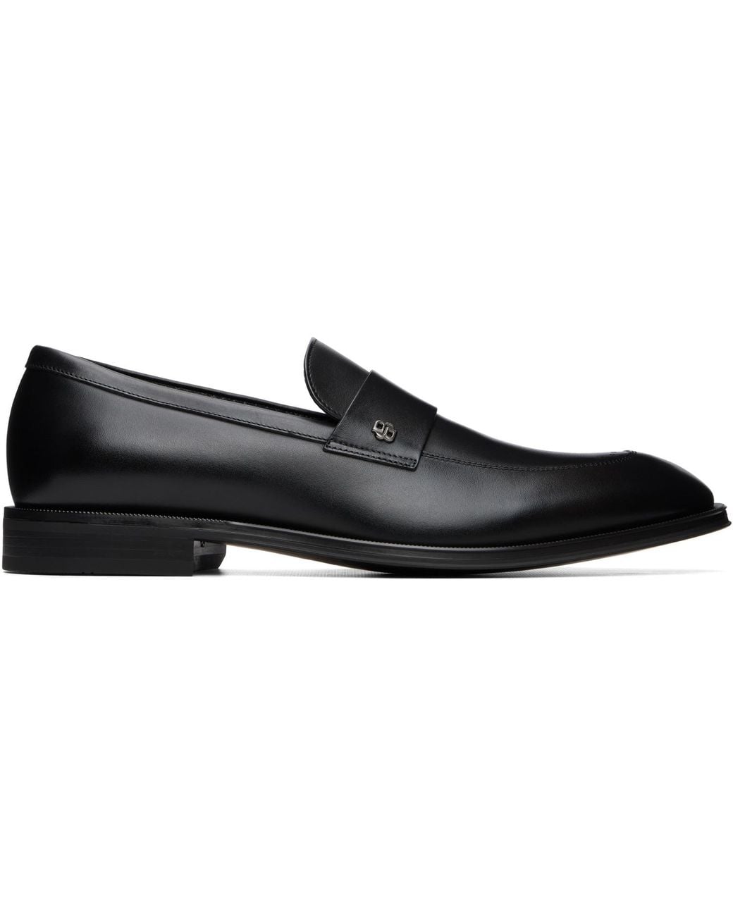 Boss Black Double B Monogram Trim Leather Loafers for men