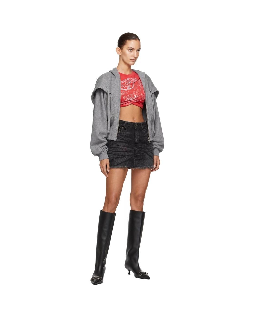 DIESEL Black D-Venus Tube Knee Boots