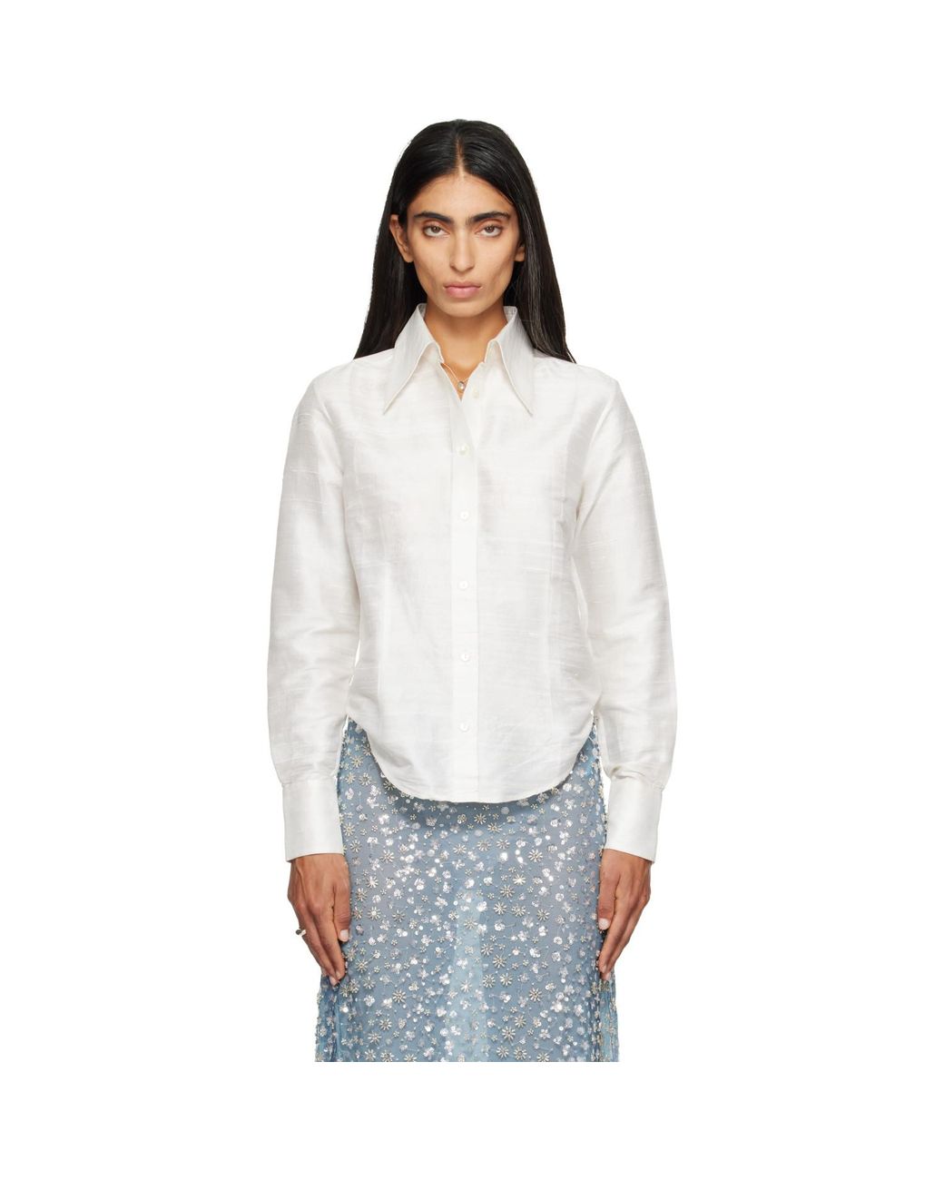 RESCHA White Ssense Exclusive Raw Silk Sharoukan Shirt
