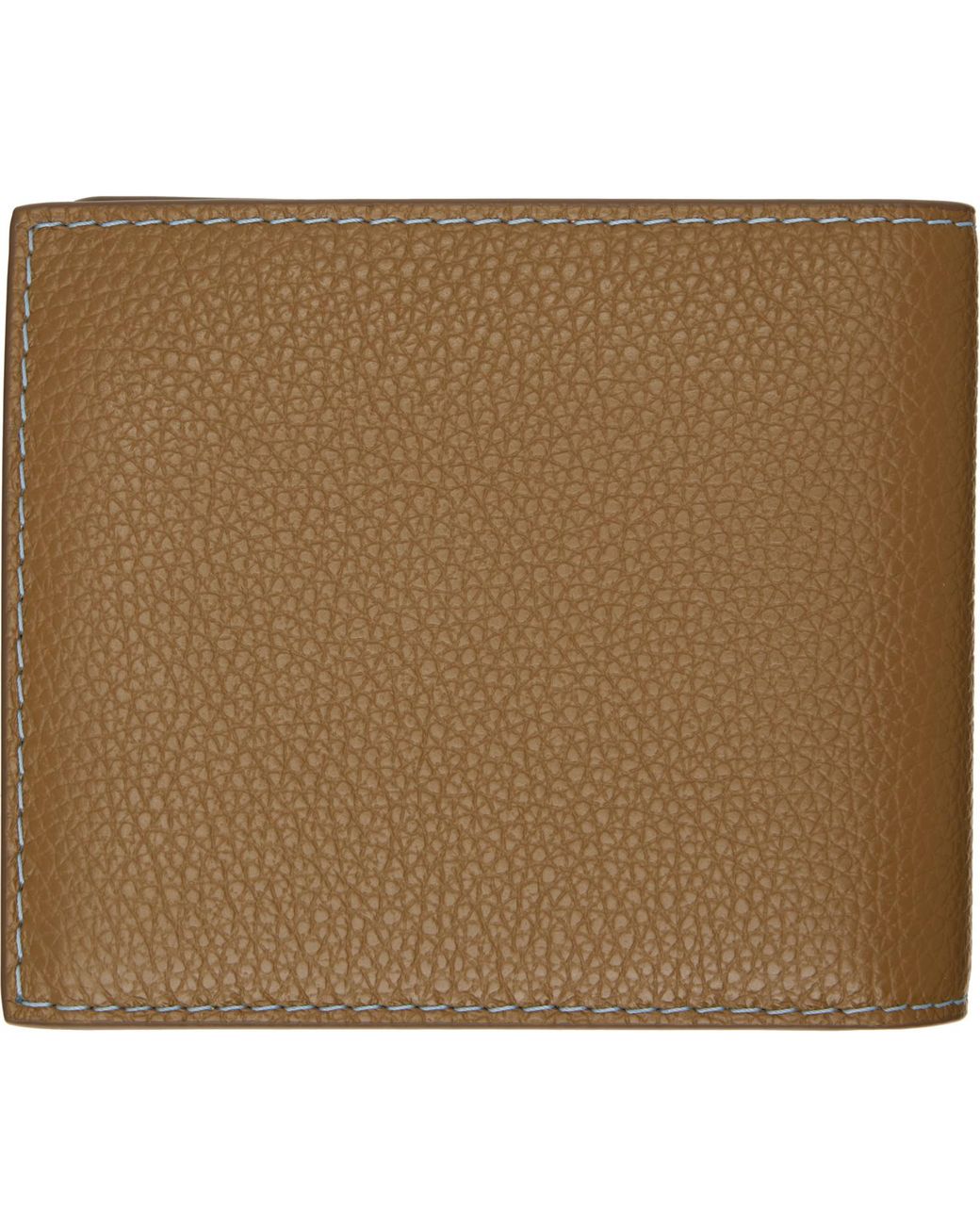 Marni Brown Khaki Contrast Stitching Leather Bifold Wallet for men