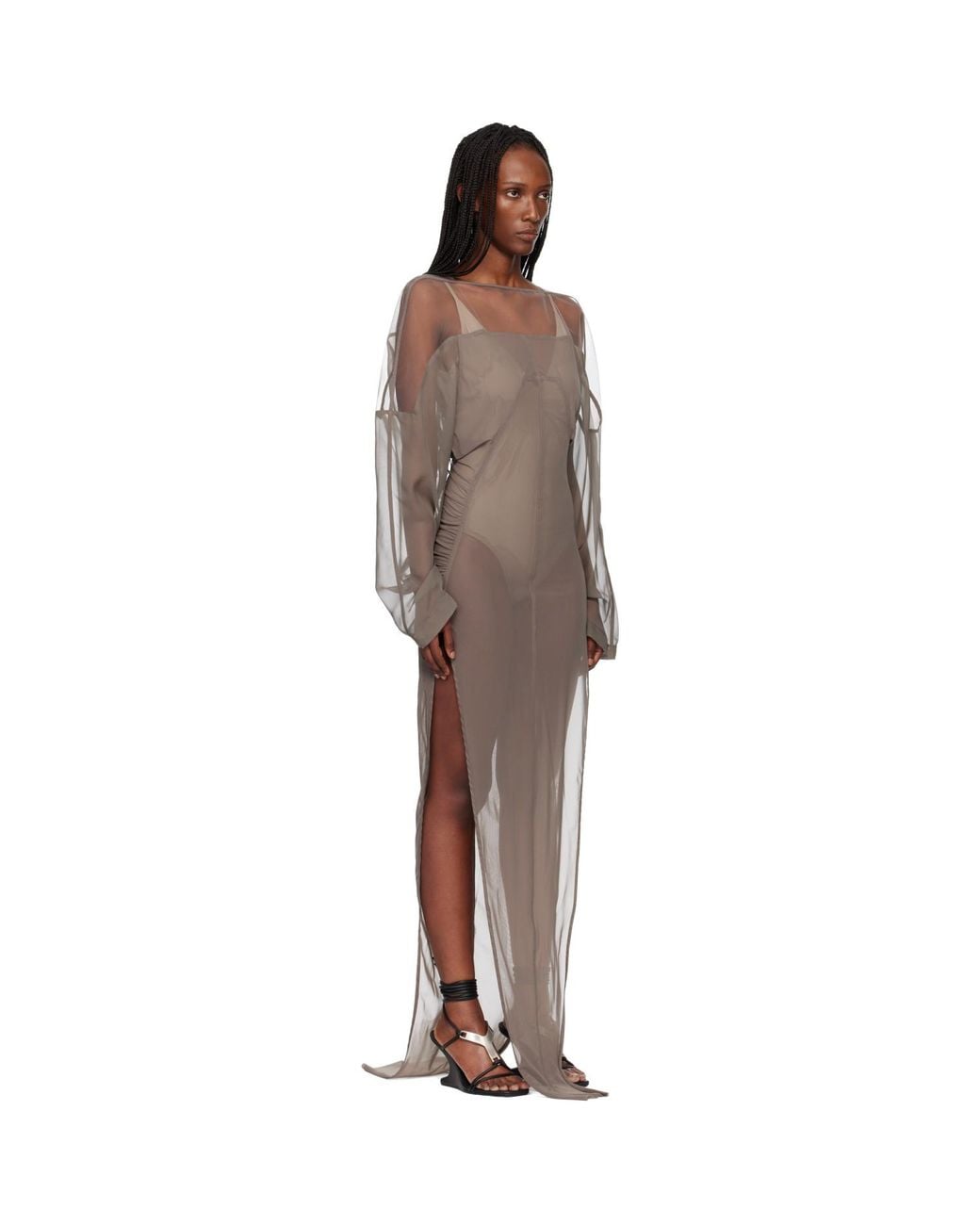 Rick Owens Black Temple Collage Maxi Dress