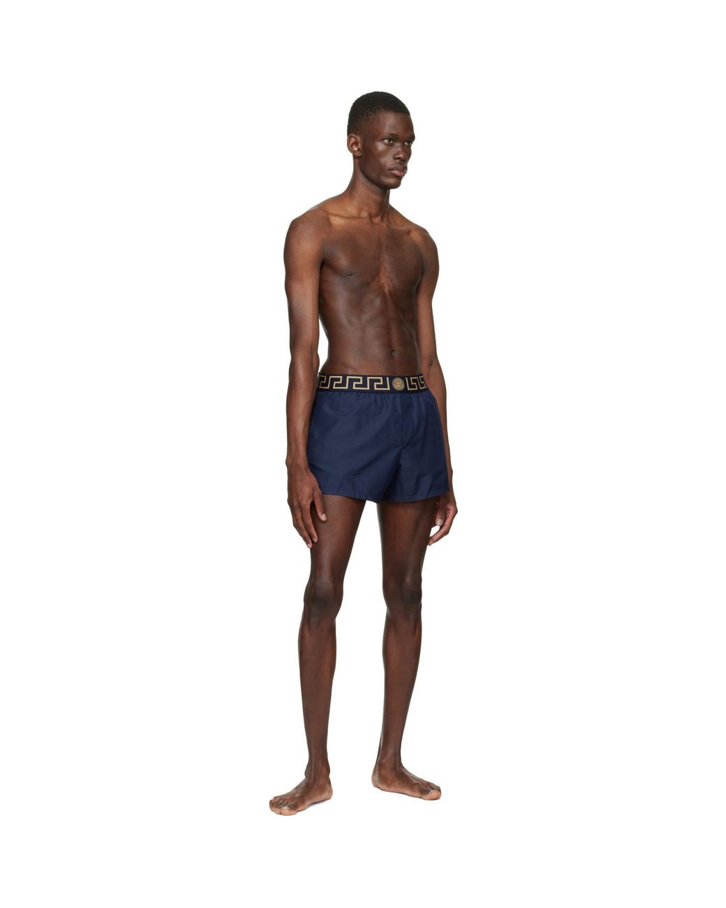 Versace Blue Greca Swim Shorts for men