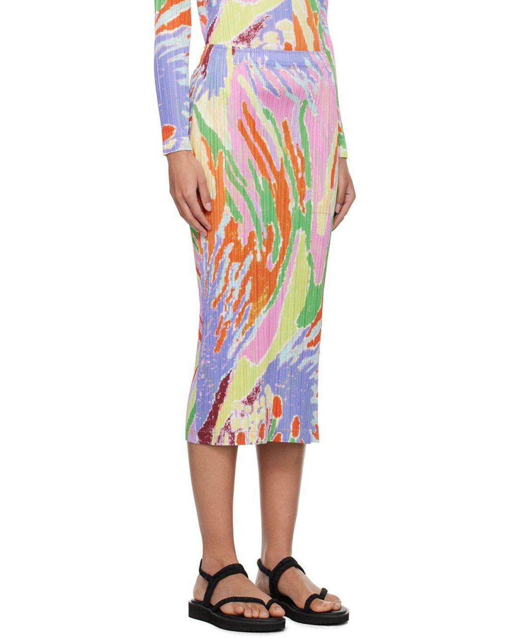 Pleats Please Issey Miyake Multicolor Frosty Forest Midi Skirt | Lyst