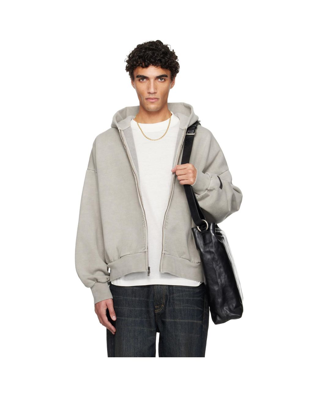 Fear Of God Gray Holiday Embroidered Classic Full Zip Hoodie for men