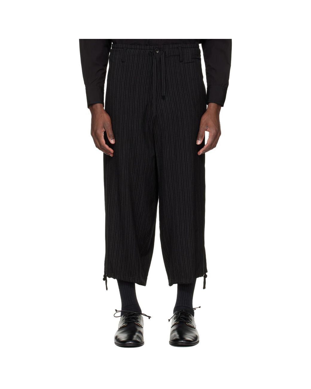 Yohji Yamamoto Black Thin Stripe Trousers for men