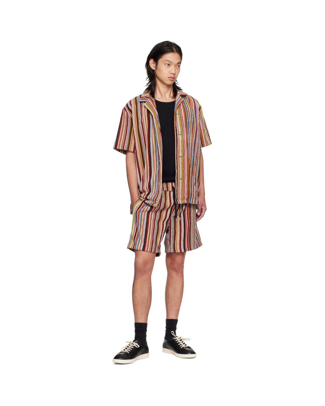 Paul Smith Brown 'Signature Stripe' Towelling Lounge Shirt for men