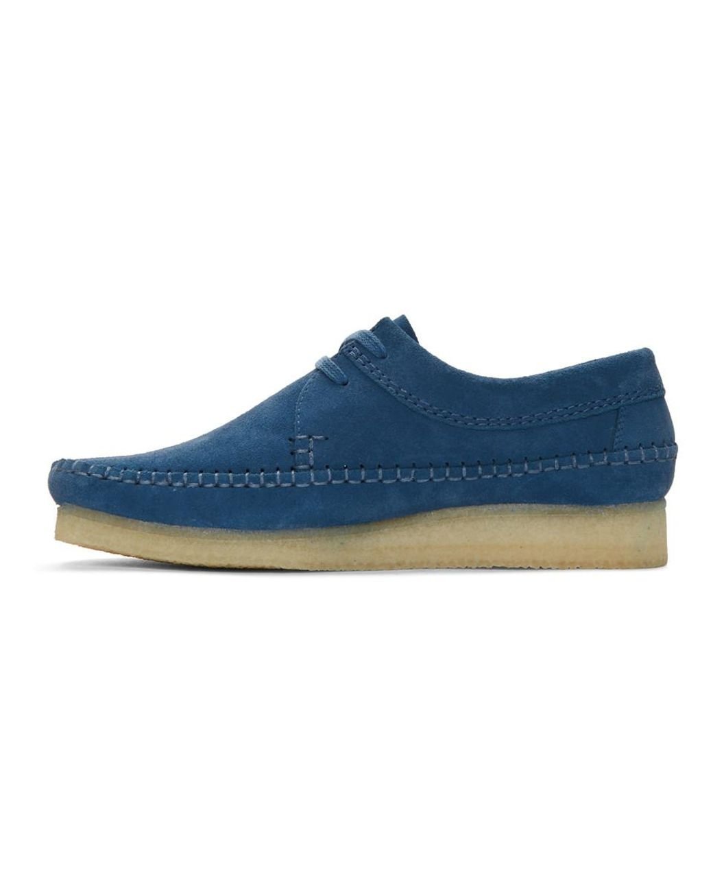 Clarks Blue Suede Weaver Moccasins for Men | Lyst