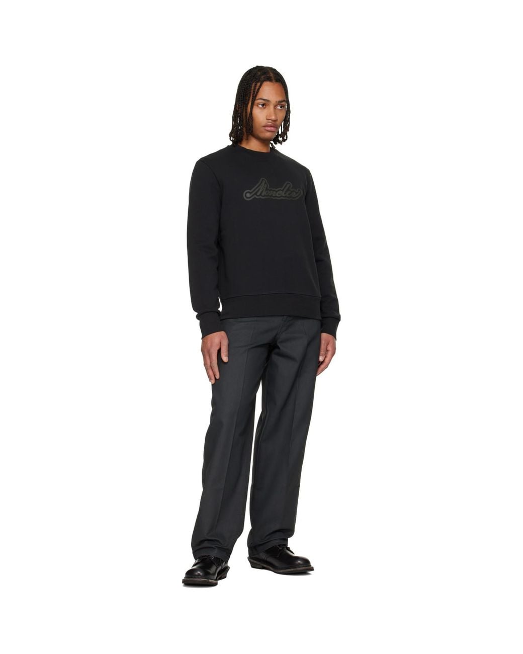 Moncler Black Cursive Logo Cotton Sweatshirt for men