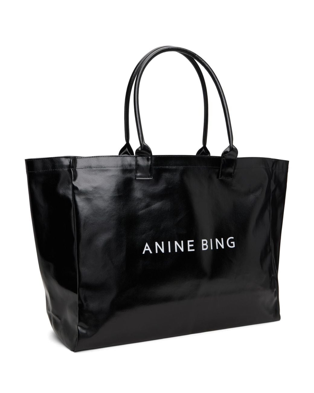 Anine Bing Black Leo Coated Canvas Tote