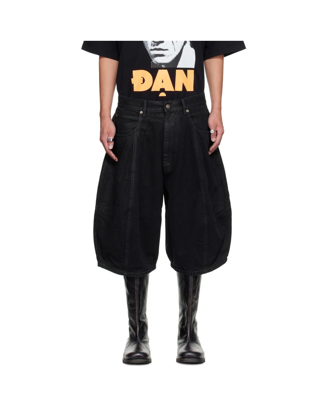 Lu'u Dan Black Puffa Shorts for men