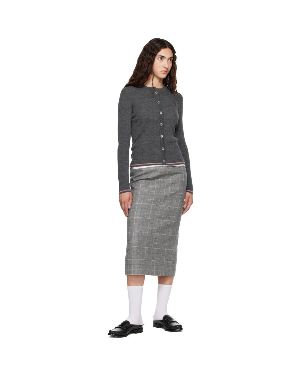 Thom Browne Black Merino Wool Rib Stitch Cardigan