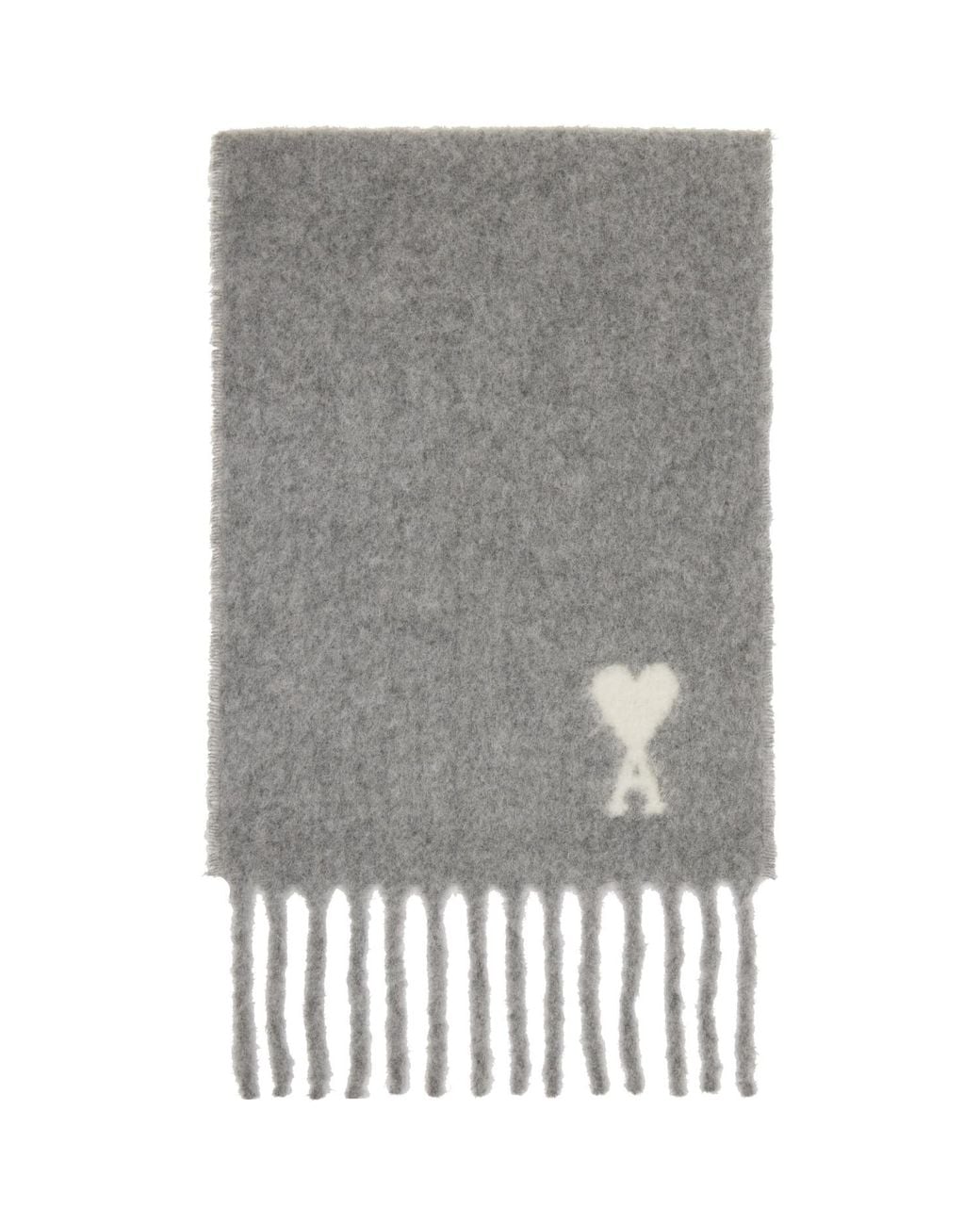 AMI Gray Ami De Coeur Alpaca Scarf for men