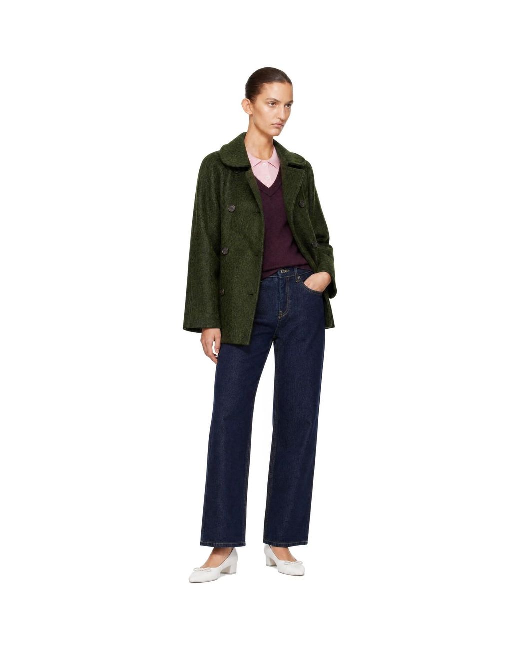 Sandy Liang Green Huxley Trench Coat