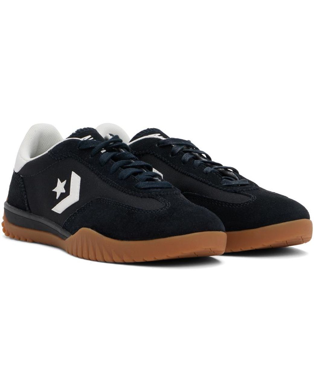 Converse Black Suede Nylon Lace-Up Low-Top Sneakers