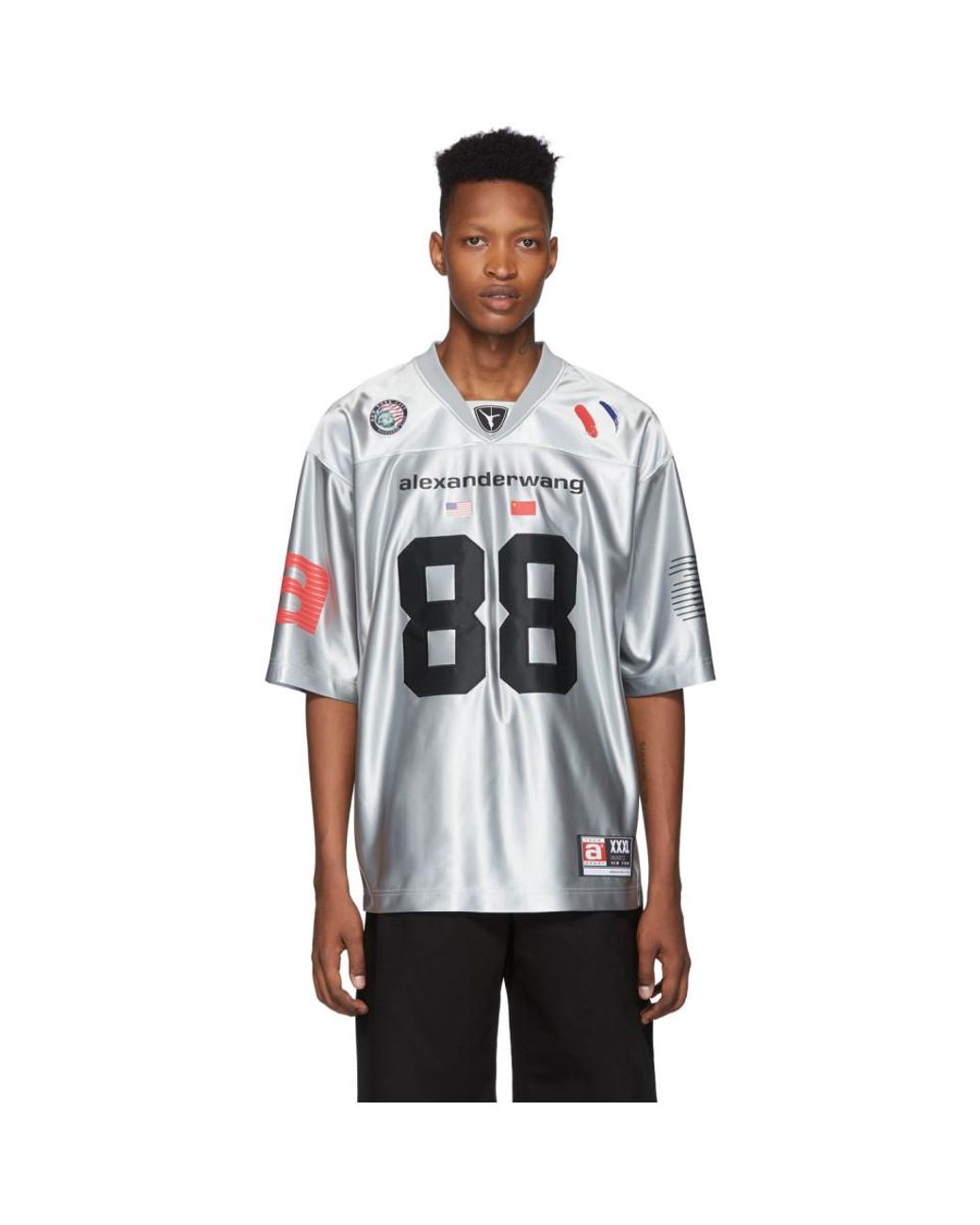 【ALEXANDER WANG】T-SHIRT FOOTBALL Alexander Wang Football Jersey Player ID T-Shirt Black - US