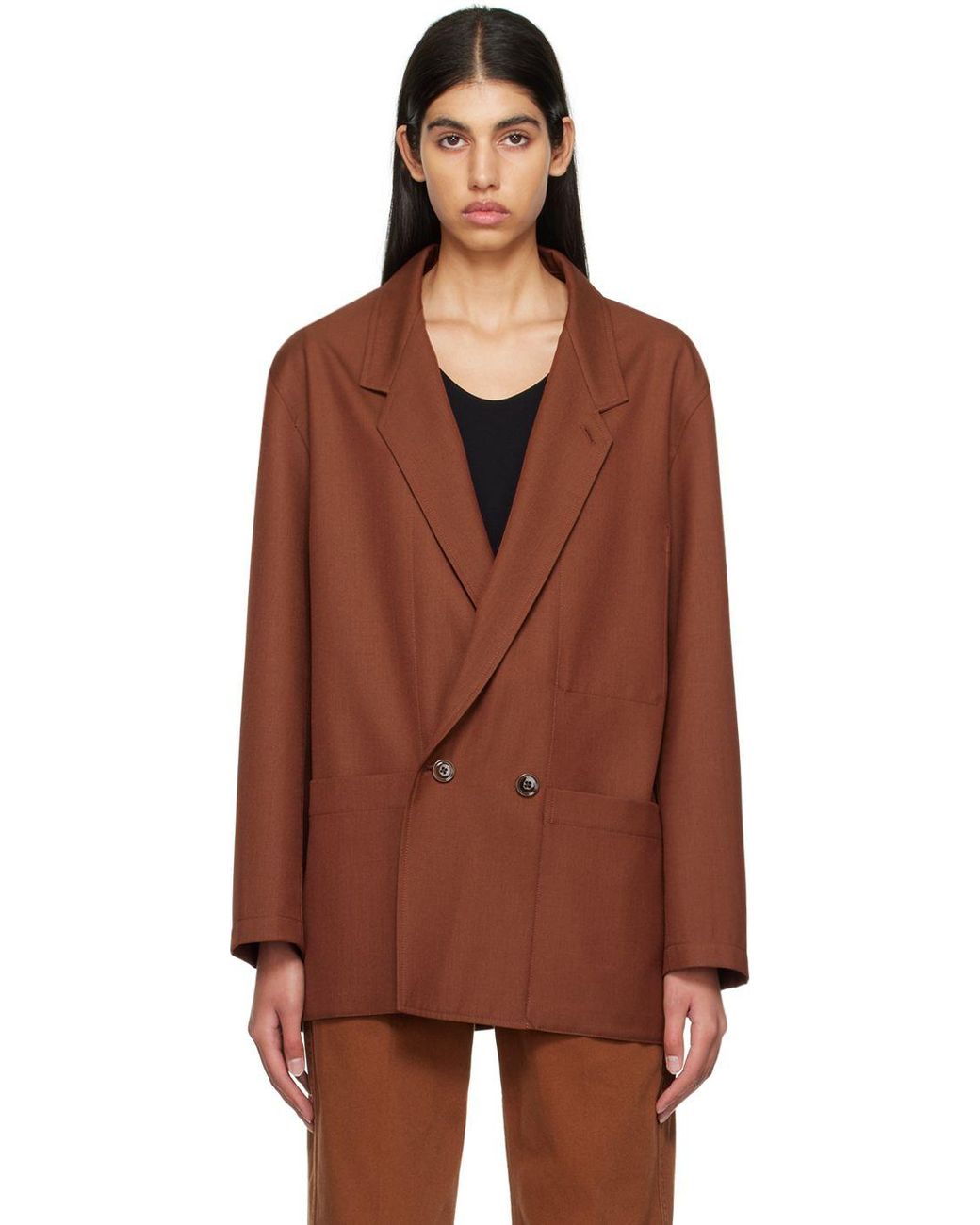 Lemaire Brown Workwear Blazer Lyst