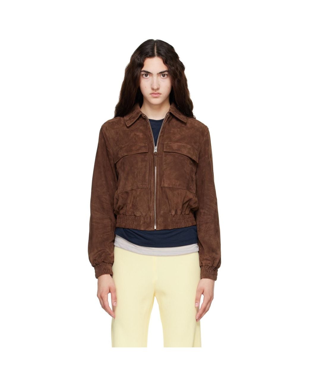 Mackage Brown Senka-Su Patch Pocket Suede Jacket