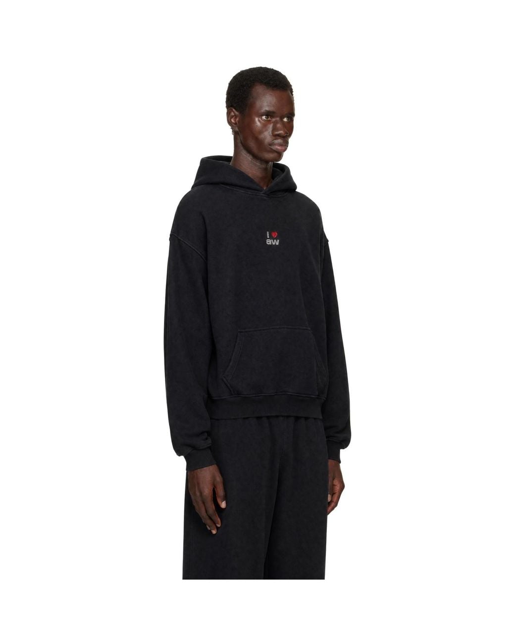 Alexander Wang Black Crystal Hotfix 'I Heart Aw' Hoodie for men