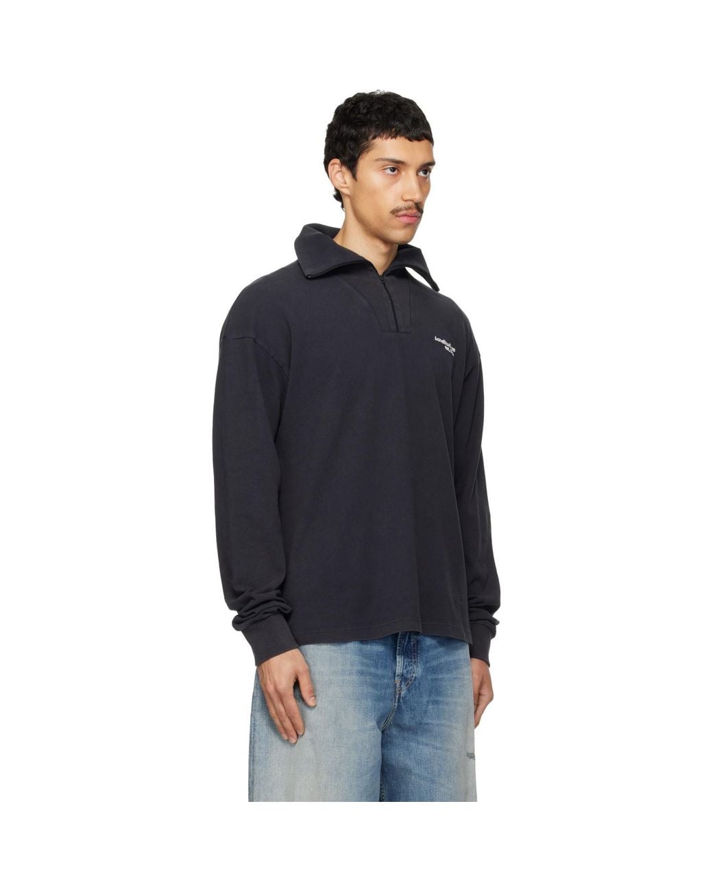 Acne Blue Half-Zip Logo Track Jacket for men