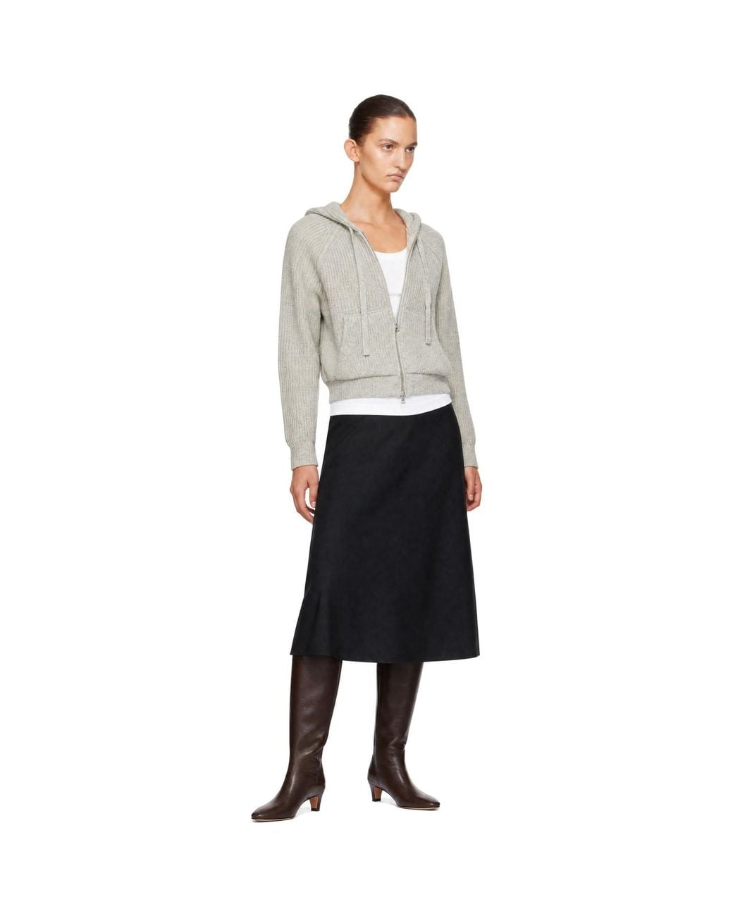 DUNST Gray Hooded Knit Cardigan