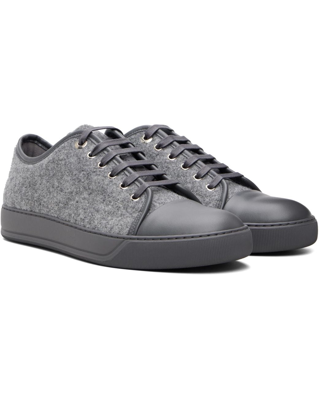 Lanvin Gray Dbb1 Felt & Nappa Leather Sneakers for men