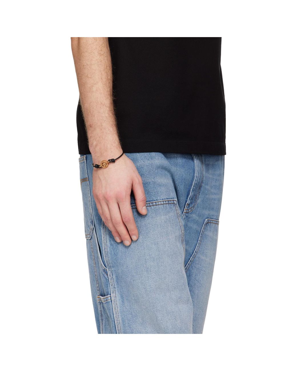 Versace Black Medusa '95 Leather Bracelet for men