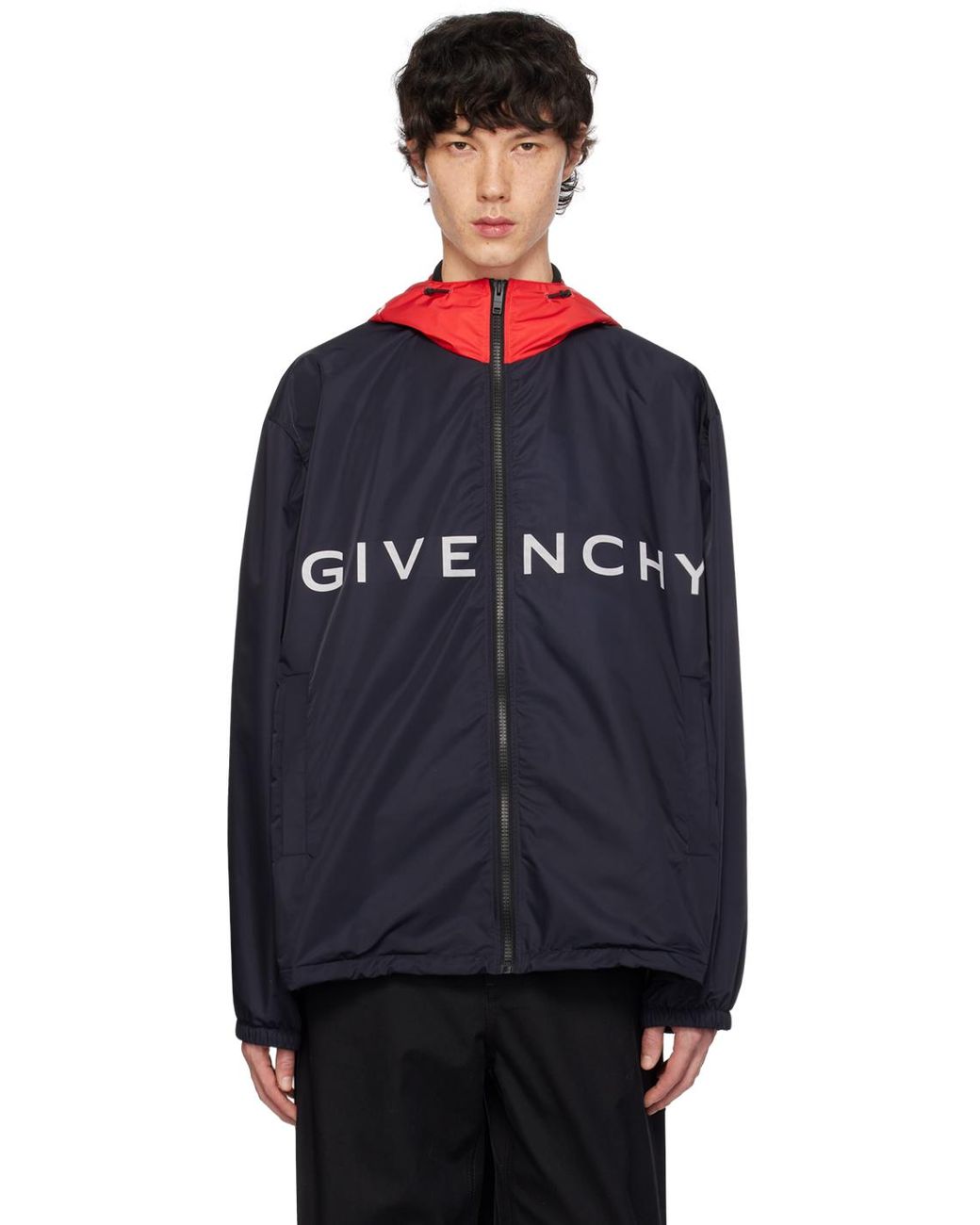 Givenchy Navy Hooded Jacket in Blue for Men Lyst Canada