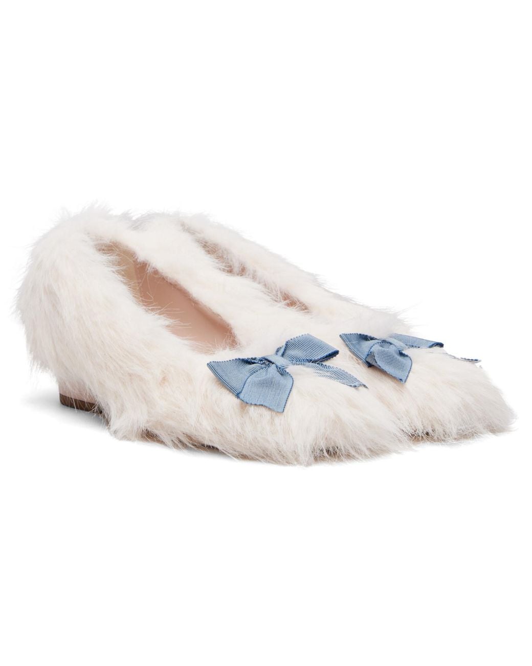 Sandy Liang White Furry Slipper 40 Heels