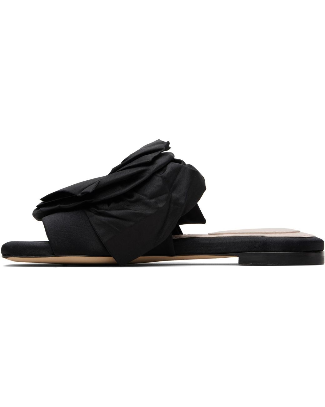 Simone Rocha Black Pressed Rosette Slides
