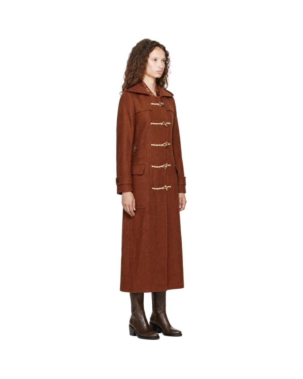 Dries Van Noten Brown Wool Duffle Coat